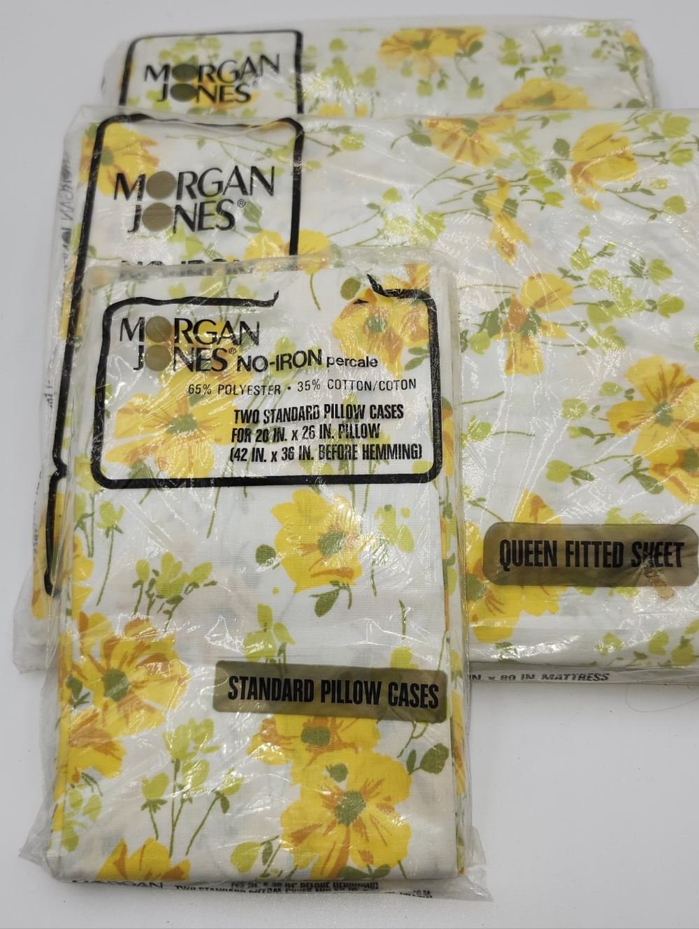 NEW Morgan Jones flower Queen 50/50 No Iron Percale Floral sheet set
